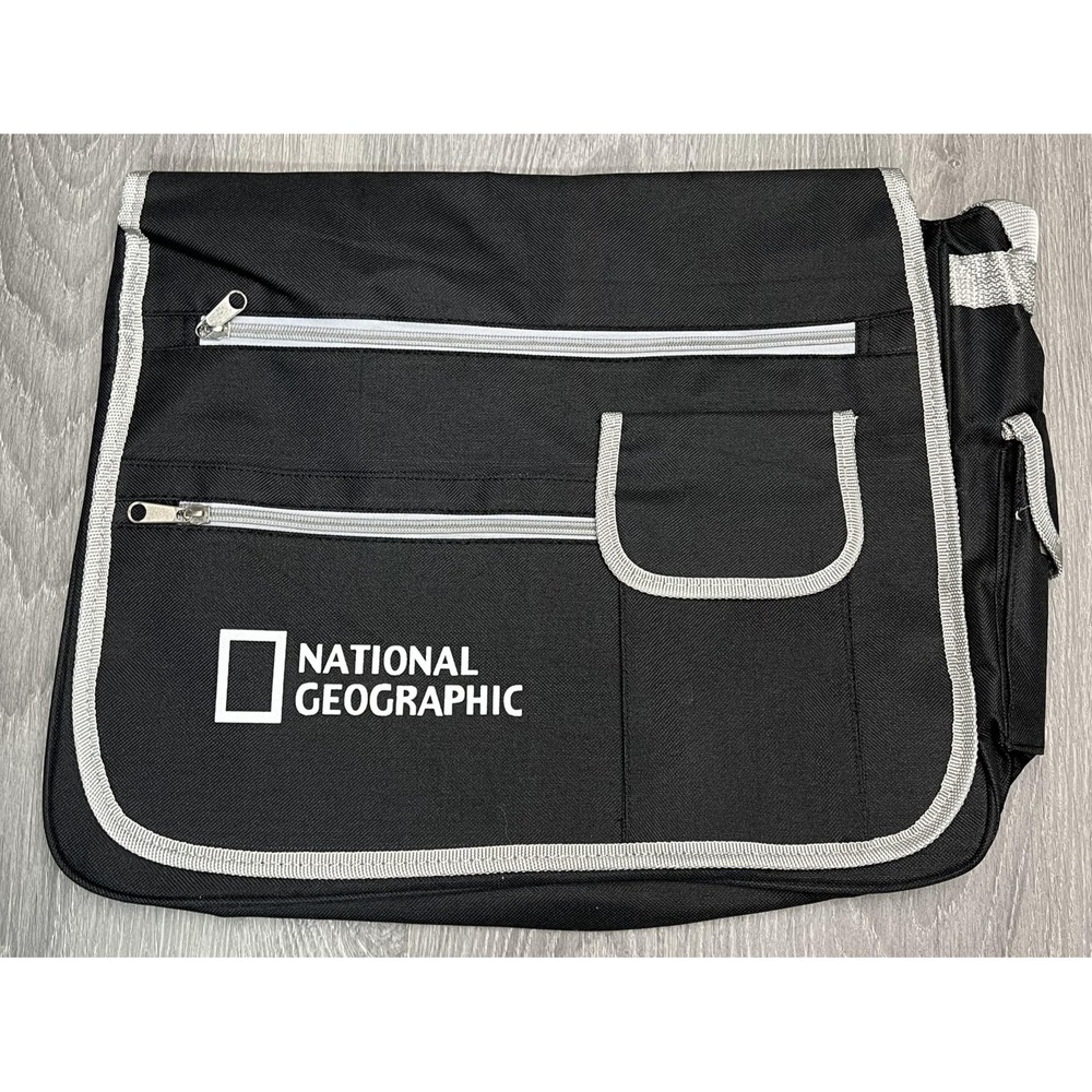 National Geographic Messenger Bag Travel Organizer Adjustable Strap Black